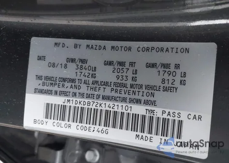 2019 Mazda Cx-3 Sport z USA, uszkodzony, nr VIN JM1DKDB72K1421101